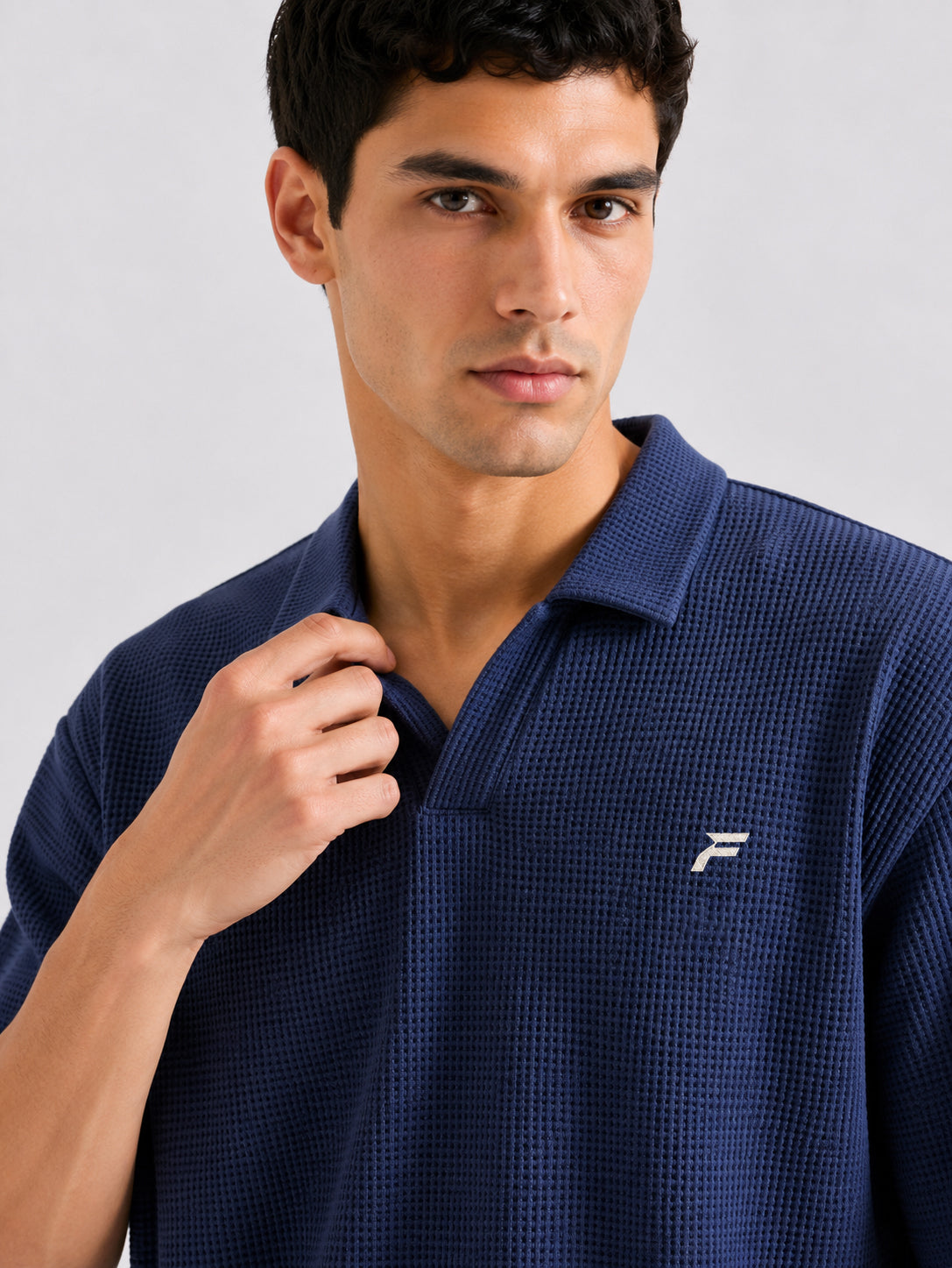 Blue Waffle Polo Men