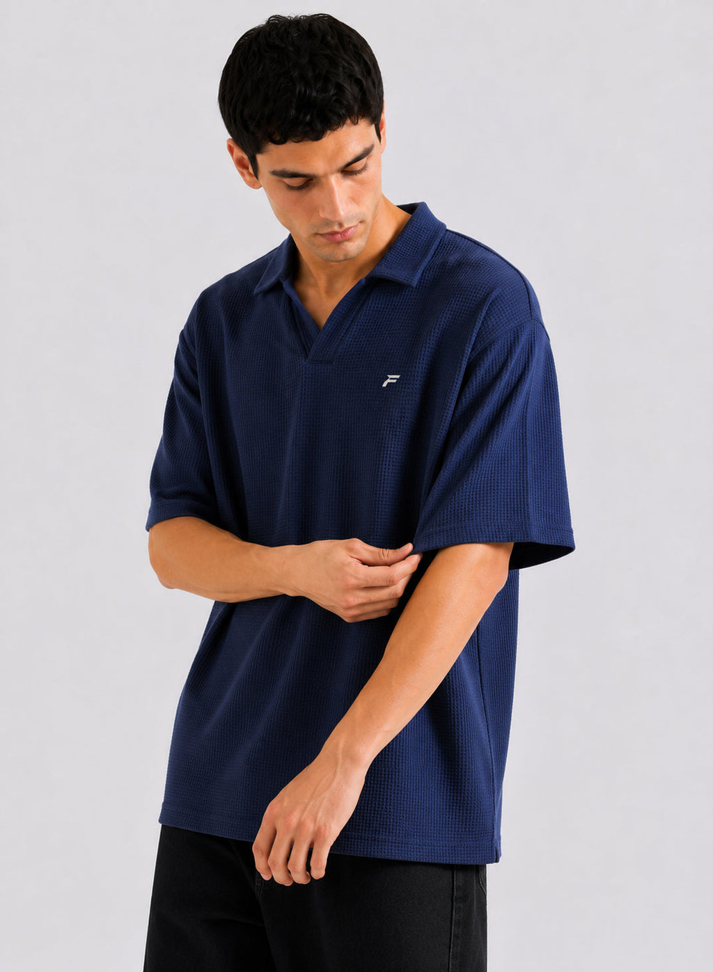 Blue Waffle Polo Men