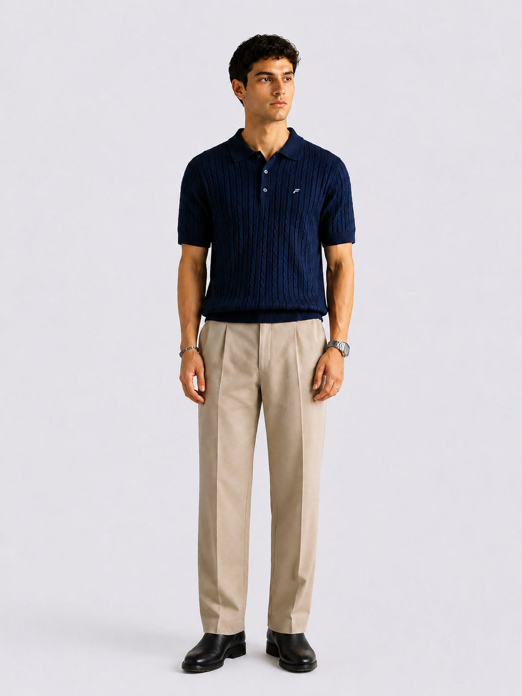 Navy Blue Cable Knit Men