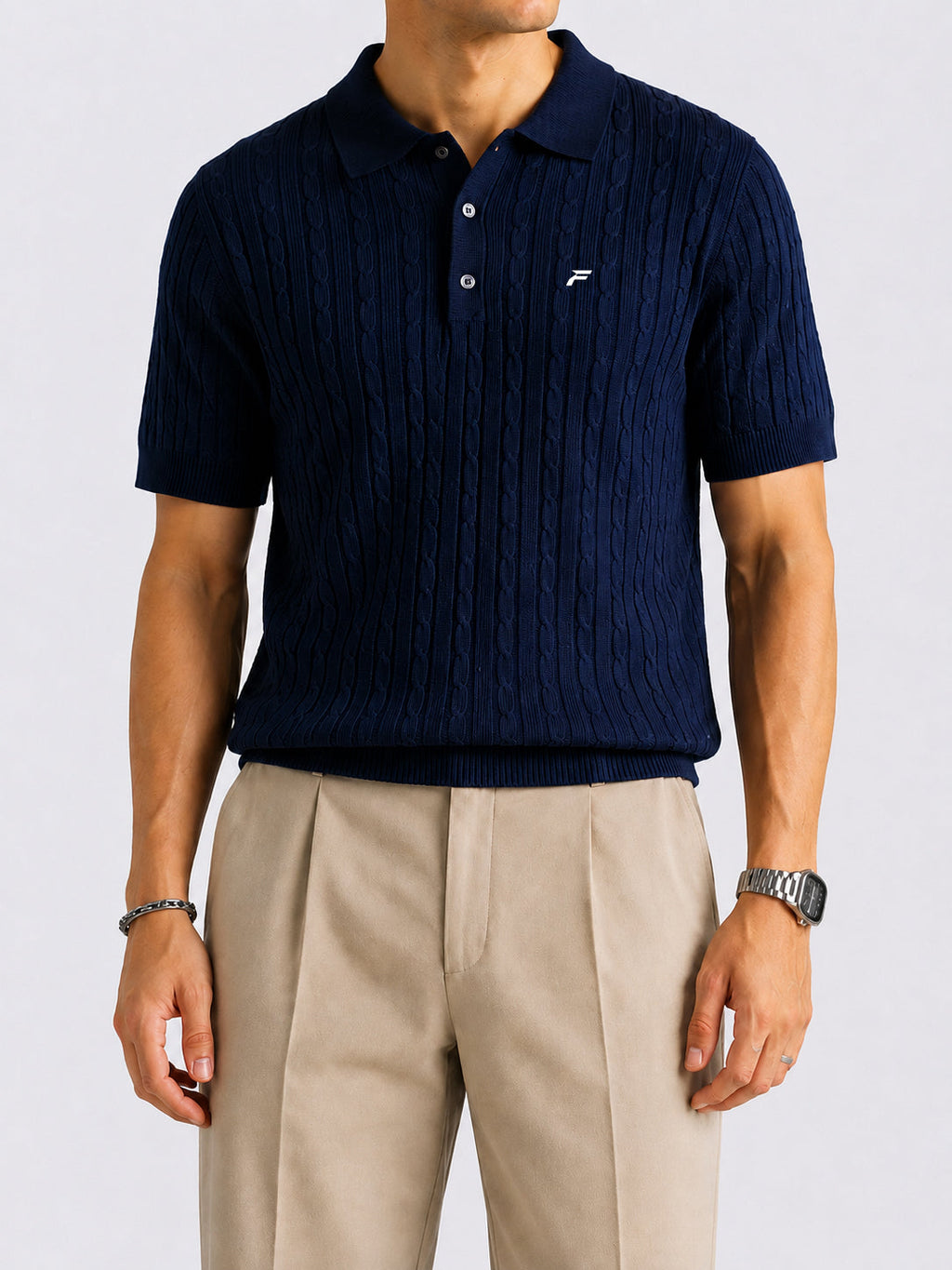 Navy Blue Cable Knit Men